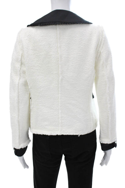 Zara Womens Basic Jacket White Collared Cotton Button Long Sleeve Size L