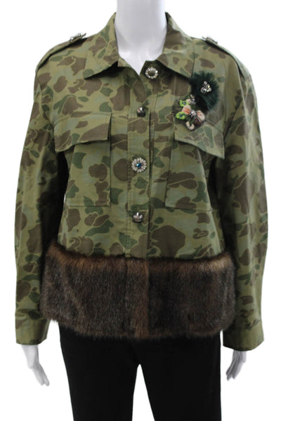 Zara Womens Camouflage Modacrylic Button Jacket Size M