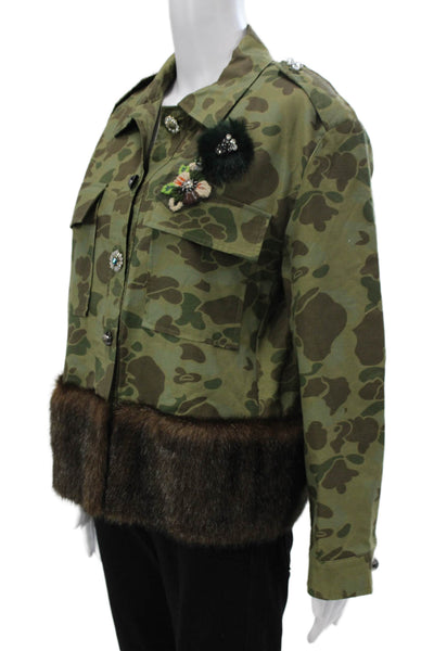 Zara Womens Camouflage Modacrylic Button Jacket Size M