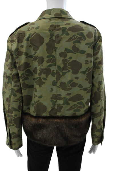 Zara Womens Camouflage Modacrylic Button Jacket Size M