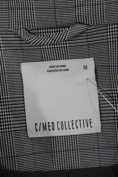 C/MEO Collective Womens Plaid Cotton Blazer Gray Button Long Sleeve Size M