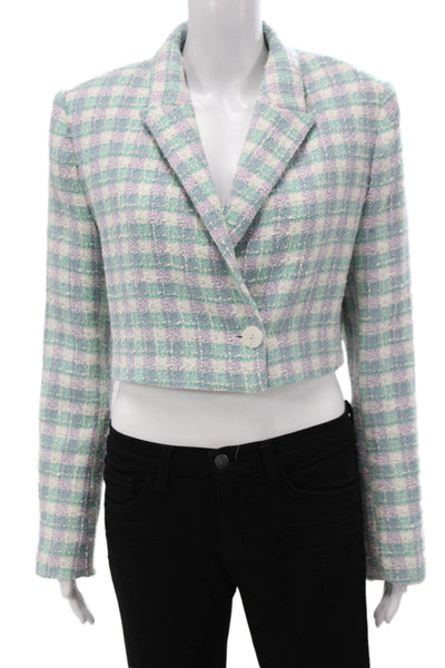 Zara Women Basic Jacket Plaid Multicolor Cotton Button Long Sleeve Size L