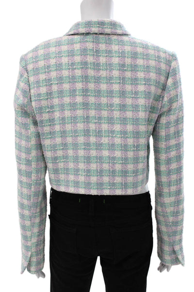 Zara Women Basic Jacket Plaid Multicolor Cotton Button Long Sleeve Size L