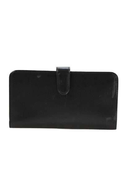 Coach Womens Leather Bi Fold Wallet Black Gold Tone 7.5"