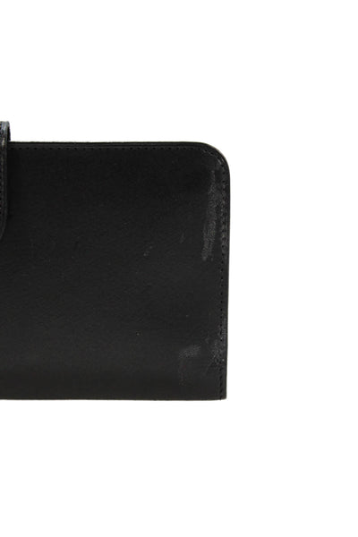 Coach Womens Leather Bi Fold Wallet Black Gold Tone 7.5"