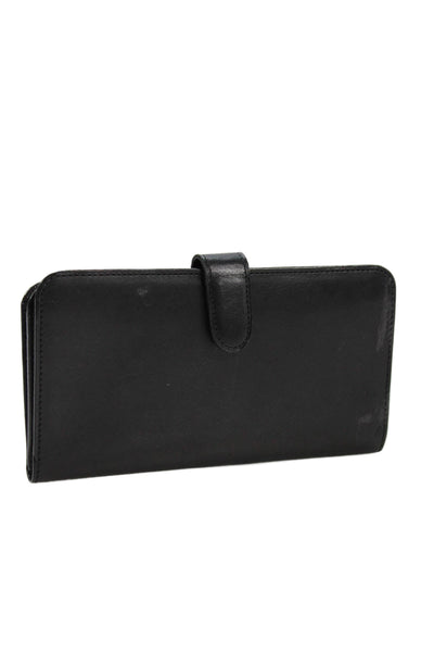 Coach Womens Leather Bi Fold Wallet Black Gold Tone 7.5"