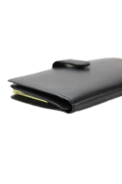 Coach Womens Leather Bi Fold Wallet Black Gold Tone 7.5"