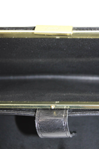 Coach Womens Leather Bi Fold Wallet Black Gold Tone 7.5"