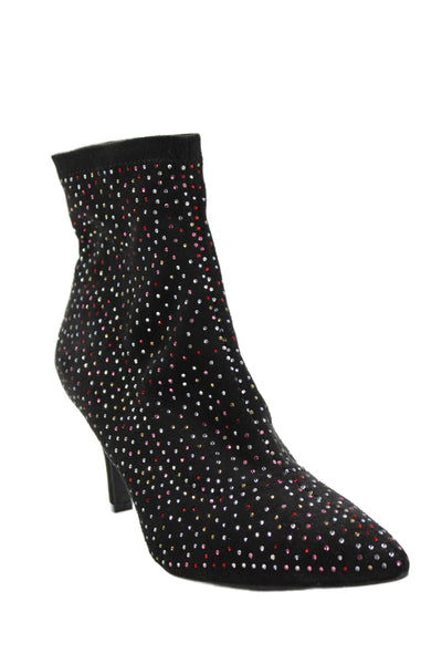 INC International Concepts Womens Faux Suede Rhinestone Booties Black 9.5