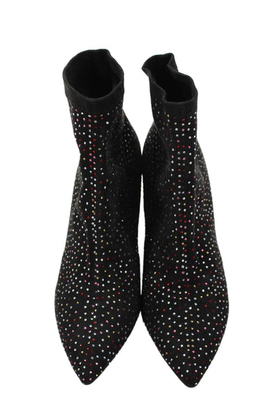 INC International Concepts Womens Faux Suede Rhinestone Booties Black 9.5