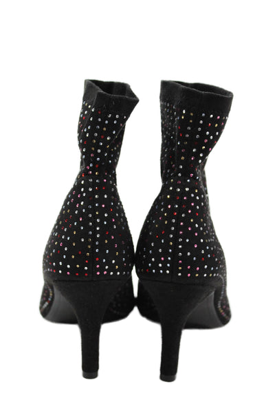INC International Concepts Womens Faux Suede Rhinestone Booties Black 9.5