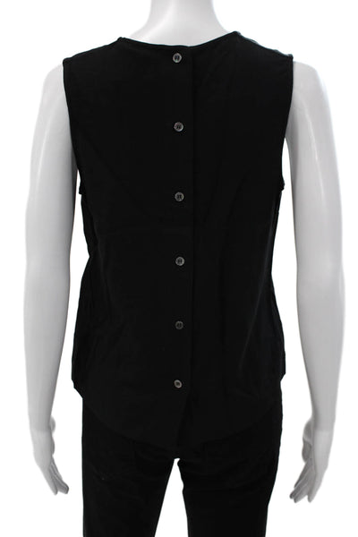 Jenni Kayne Women Black Sleeveless V-Neck Basic Tank Acetate Size S