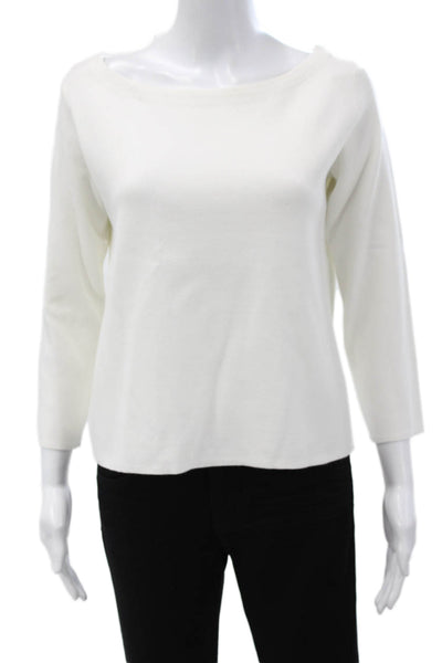 The Row Womens White Knit Boat Neck Pullover Sweater 3/4 Sleeve Size XS