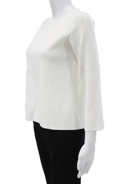 The Row Womens White Knit Boat Neck Pullover Sweater 3/4 Sleeve Size XS