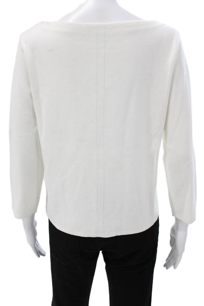 The Row Womens White Knit Boat Neck Pullover Sweater 3/4 Sleeve Size XS