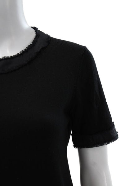 Prada Womens Black Knit Pullover T-Shirt Short Sleeve Round Neck Size 40