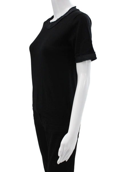 Prada Womens Black Knit Pullover T-Shirt Short Sleeve Round Neck Size 40