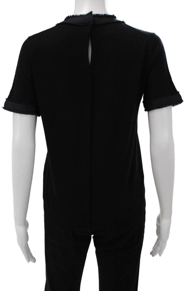 Prada Womens Black Knit Pullover T-Shirt Short Sleeve Round Neck Size 40