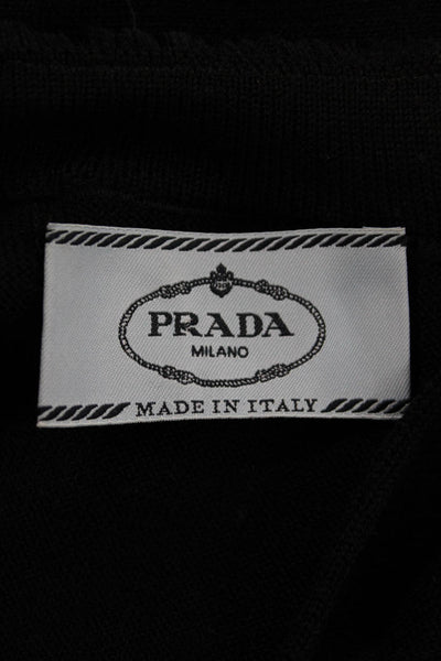 Prada Womens Black Knit Pullover T-Shirt Short Sleeve Round Neck Size 40