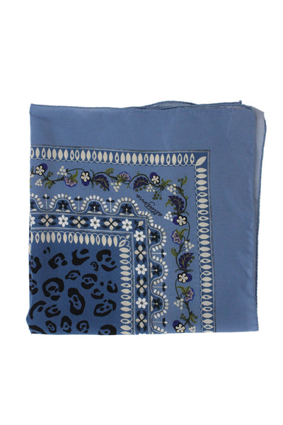 Altuzarra Womens Silk Square Floral Leopard Printed Scarf Blue 22"x22"