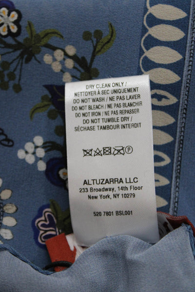 Altuzarra Womens Silk Square Floral Leopard Printed Scarf Blue 22"x22"
