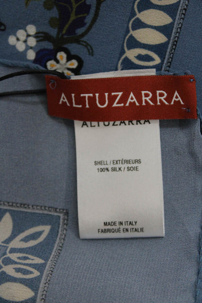 Altuzarra Womens Silk Square Floral Leopard Printed Scarf Blue 22"x22"