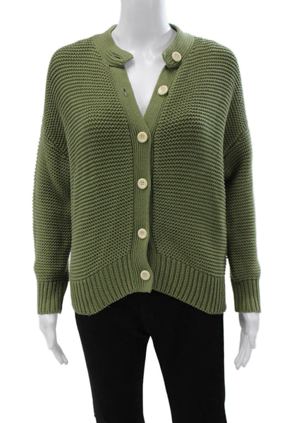 Alex Mill Womens Cardigan Green Round Neck Long Sleeve 100% Cotton Size XS