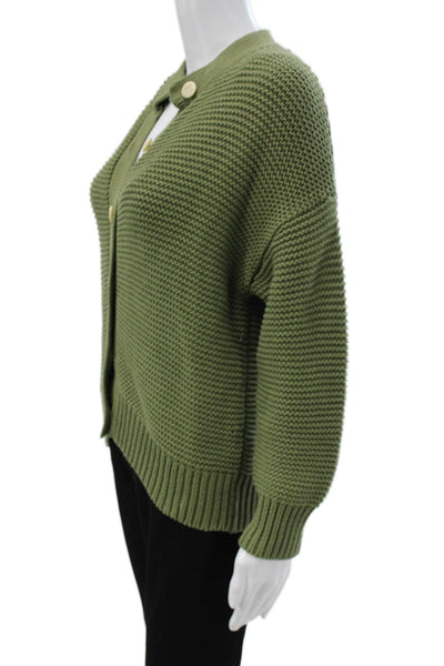 Alex Mill Womens Cardigan Green Round Neck Long Sleeve 100% Cotton Size XS