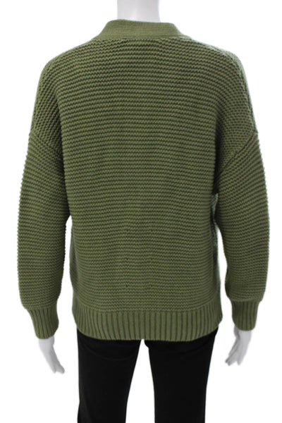 Alex Mill Womens Cardigan Green Round Neck Long Sleeve 100% Cotton Size XS