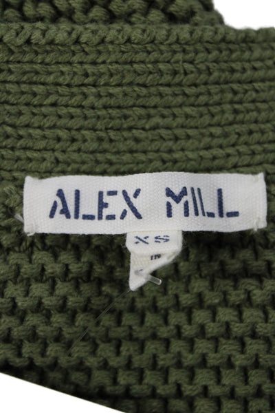 Alex Mill Womens Cardigan Green Round Neck Long Sleeve 100% Cotton Size XS