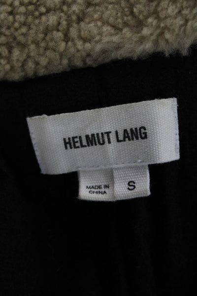 Helmut Lang Women Beige Goat Leather Biker Jacket Zip Long Sleeve Size S