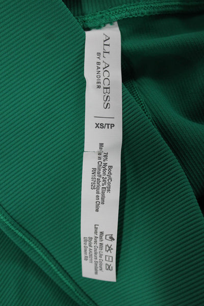 All Access Womens Compression Leggings Green Nylon Solid Sports Size XS