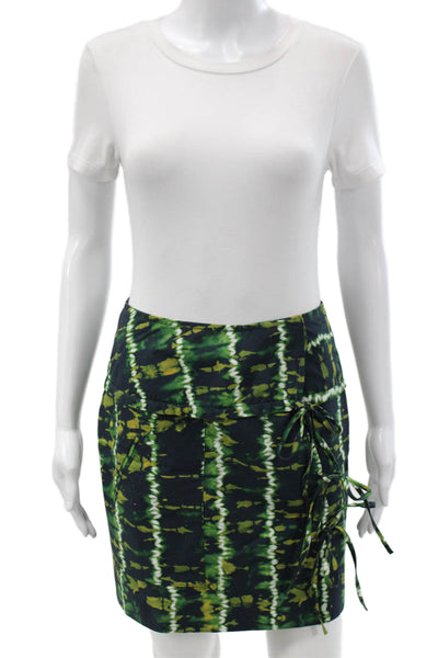 Altuzarra Women Wrap Green Cotton Striped Short Skirt Size 38