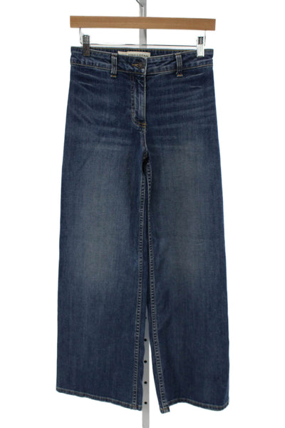 Nili Lotan Womens Wide-Leg Blue Jeans Size 24