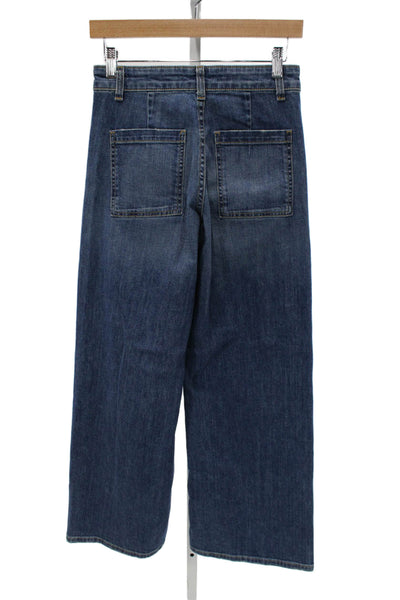 Nili Lotan Womens Wide-Leg Blue Jeans Size 24