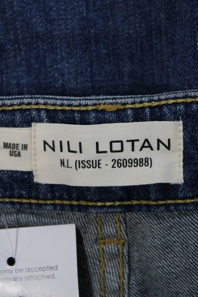 Nili Lotan Womens Wide-Leg Blue Jeans Size 24