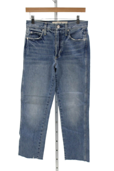 Amo Women Cropped Jeans Blue High Rise 100% Cotton Inseam 26 Size 25