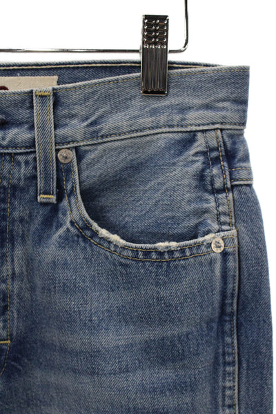 Amo Women Cropped Jeans Blue High Rise 100% Cotton Inseam 26 Size 25