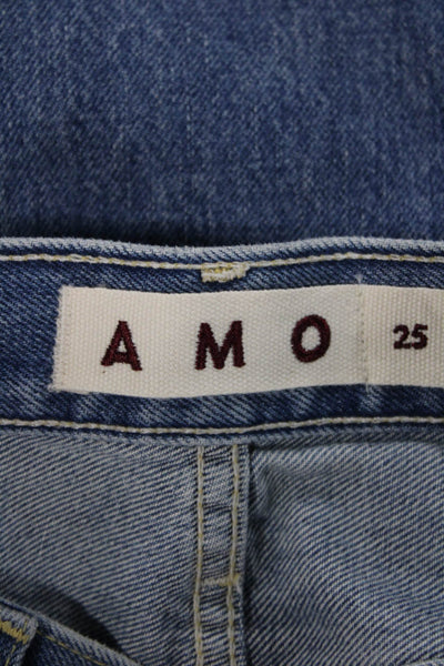 Amo Women Cropped Jeans Blue High Rise 100% Cotton Inseam 26 Size 25