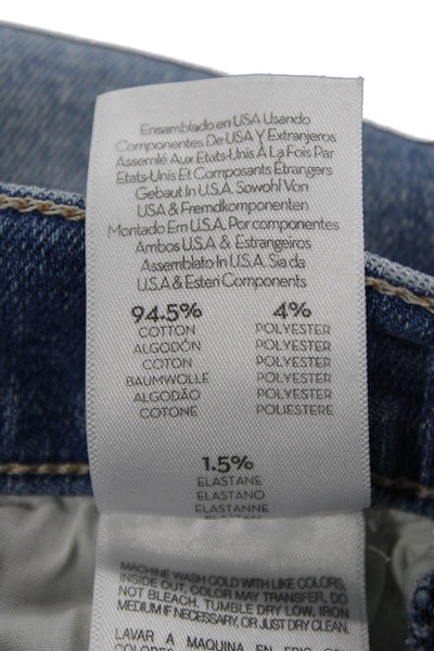 Mother Women Cropped Jeans Blue Mid Rise Distressed Cotton Blend Size 25