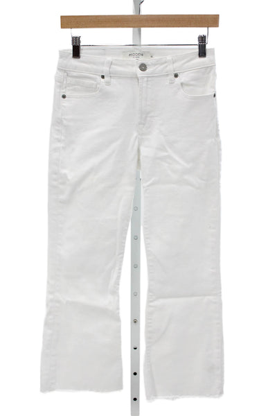 Hidden Women Cropped White Cotton Mid Rise Jeans Button Fly Size 25