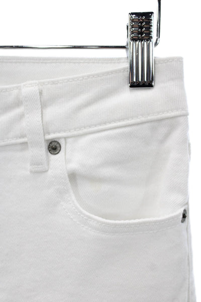 Hidden Women Cropped White Cotton Mid Rise Jeans Button Fly Size 25