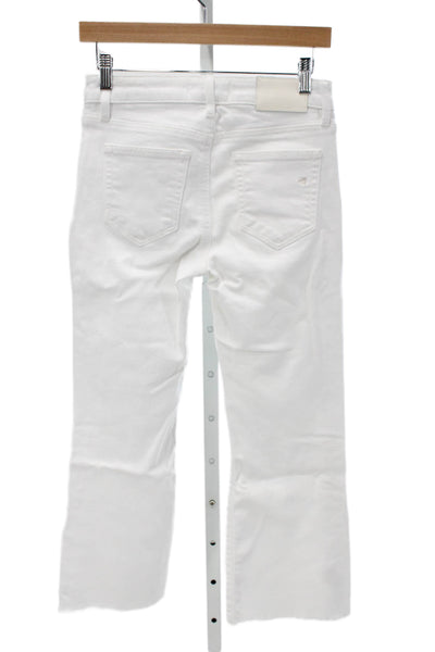 Hidden Women Cropped White Cotton Mid Rise Jeans Button Fly Size 25