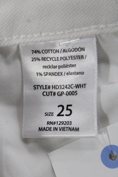 Hidden Women Cropped White Cotton Mid Rise Jeans Button Fly Size 25