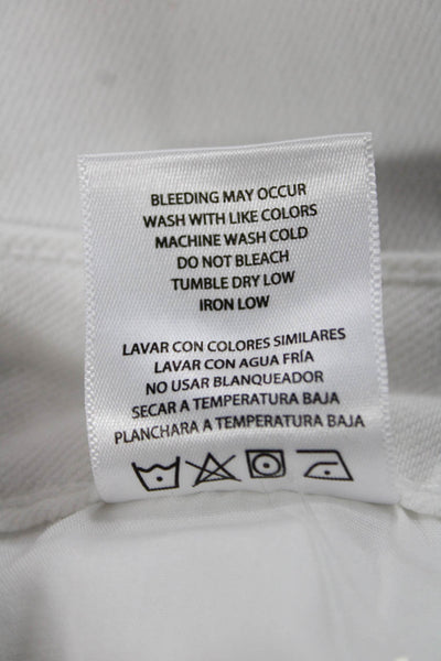 Hidden Women Cropped White Cotton Mid Rise Jeans Button Fly Size 25