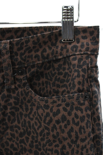 J Crew Womens Cropped Animal Print Brown Cotton Blend Mid-Rise Pants Size 26