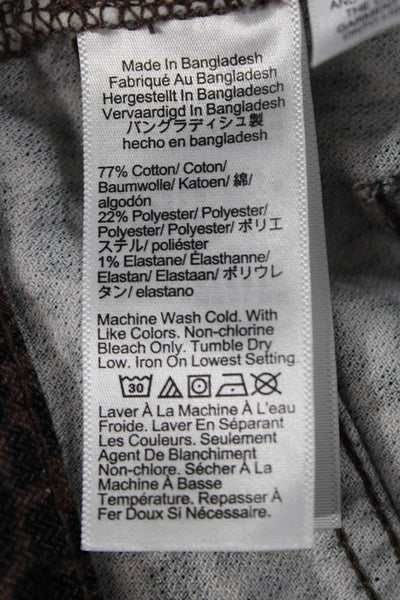 J Crew Womens Cropped Animal Print Brown Cotton Blend Mid-Rise Pants Size 26