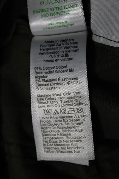 J Crew Women Cropped Green Cotton Solid Utility Button Pants Size 25