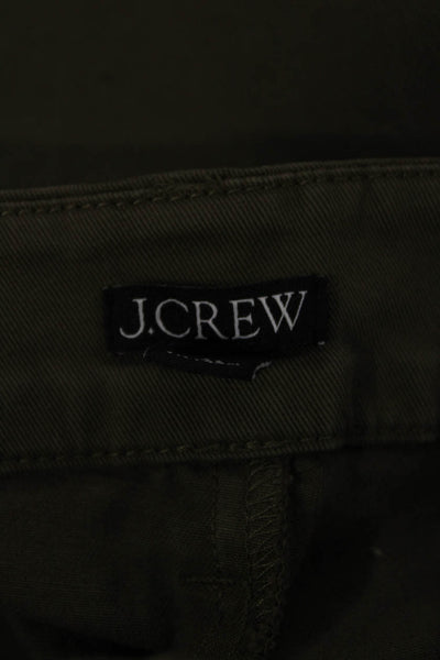 J Crew Women Cropped Green Cotton Solid Utility Button Pants Size 25