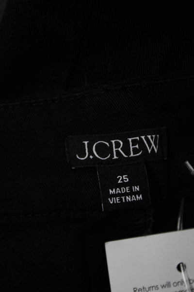 J Crew Women Black Ankle Pants Cotton Blend Button Closure 25in Size 26